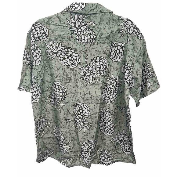 Roundy Bay Tropical Hawaiian Button Down Shirt 100% Polyester Pineapple Mens L - Picture 4 of 5